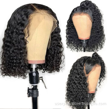 Wholesale Bob Wig Vendor 100% Malaysian Hair Wig 150% 180% Density 613 Bob Style 4*4 Closure Front Lace Wig Deep Wave
